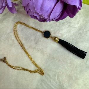 NEW Gold and Black Tasseled Necklace